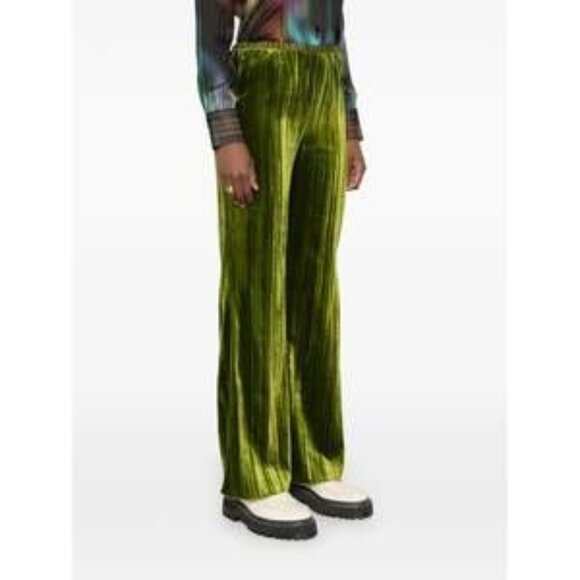 NEW FORTE FORTE pliss velvet flare pants in felce - Picture 1 of 5
